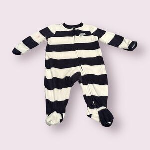 NWT Nike Baby Striped Fleece One Piece Footies - Navy and White Size 3 Months
